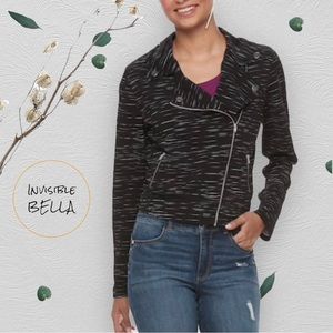 💖NWT Candie's Black Stripe Moto Knit Jacket L -item202-